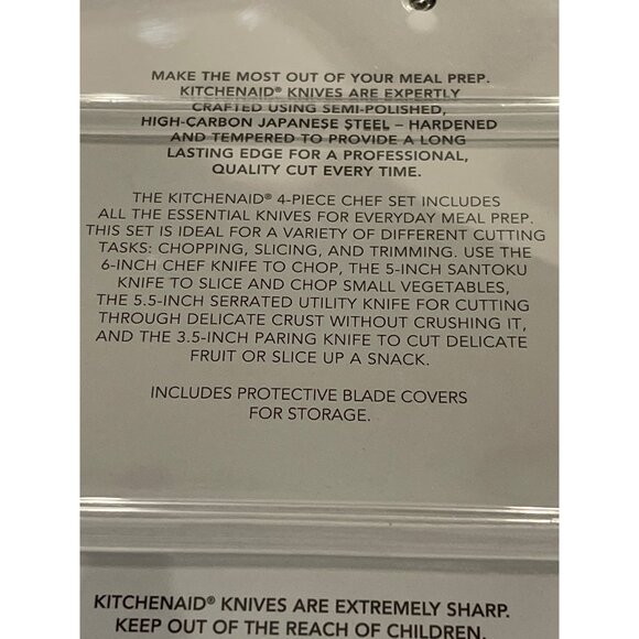 KitchenAid pistachio 4 Pc. Chef Knife Set With Blade Covers Steel NEW With Tags - Picture 4 of 5